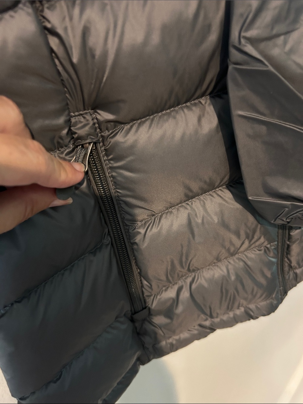 Charter Club Silvery Gray Quilted Down-Style Puffer Vest with Removeable Hood - Picture 5 of 8